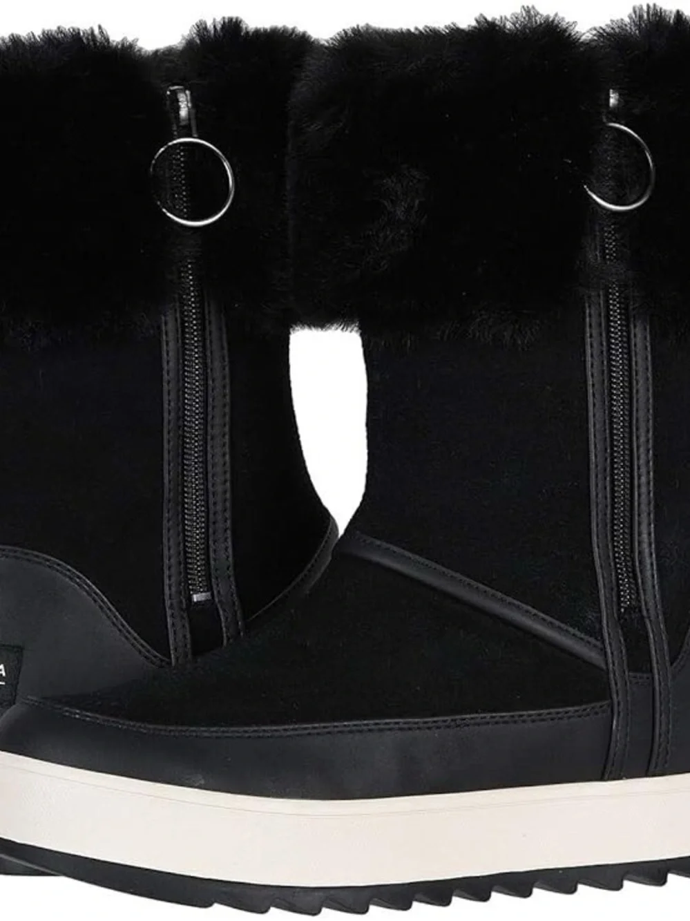 Koolaburra women Black leather nubuck Faux Fur-Trim Tynlee Boots US 11